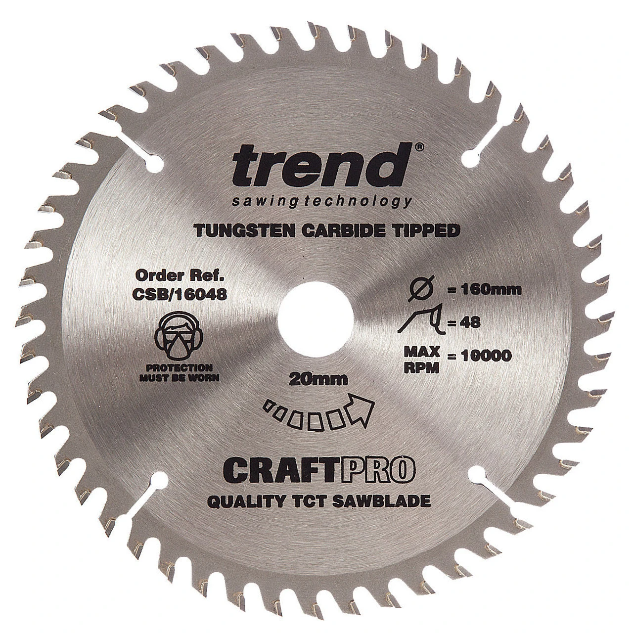 Trend CSB/16048 CraftPro Saw Blade For Wood 160 X 20mm X 48T 3 Trend CSB/16048 CraftPro Saw Blade For Wood 160 X 20mm X 48T