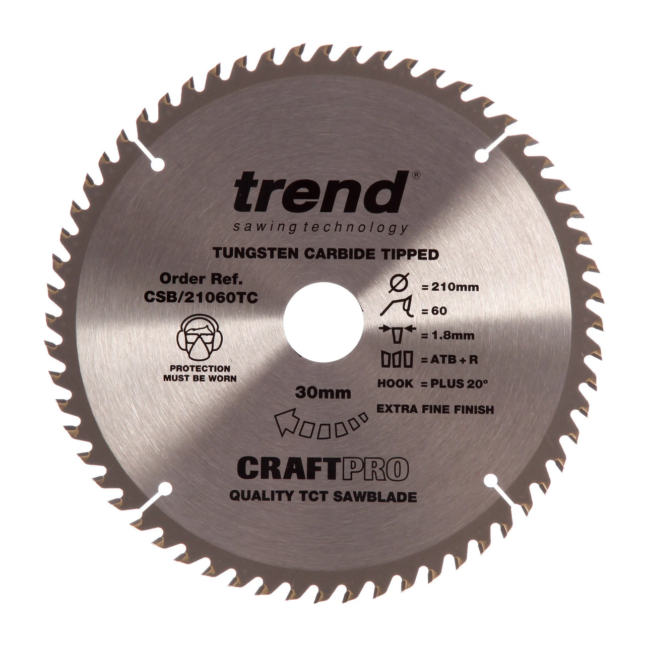 Trend CSB/21060TC CraftPro Saw Blade 210mm X 30mm X 60T 3 Trend CSB/21060TC CraftPro Saw Blade 210mm X 30mm X 60T