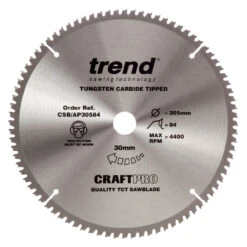 Trend CSB/AP30584 CraftPro Saw Blade For Aluminium & Plastic 305mm X 30mm X 84T