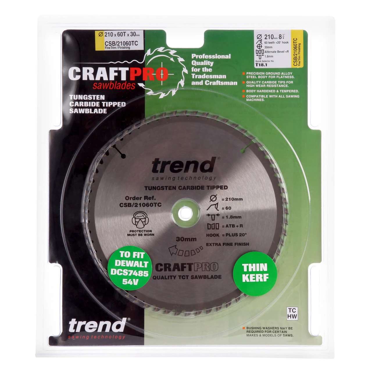 Trend CSB/21060TC CraftPro Saw Blade 210mm X 30mm X 60T 4 Trend CSB/21060TC CraftPro Saw Blade 210mm X 30mm X 60T - Image 2