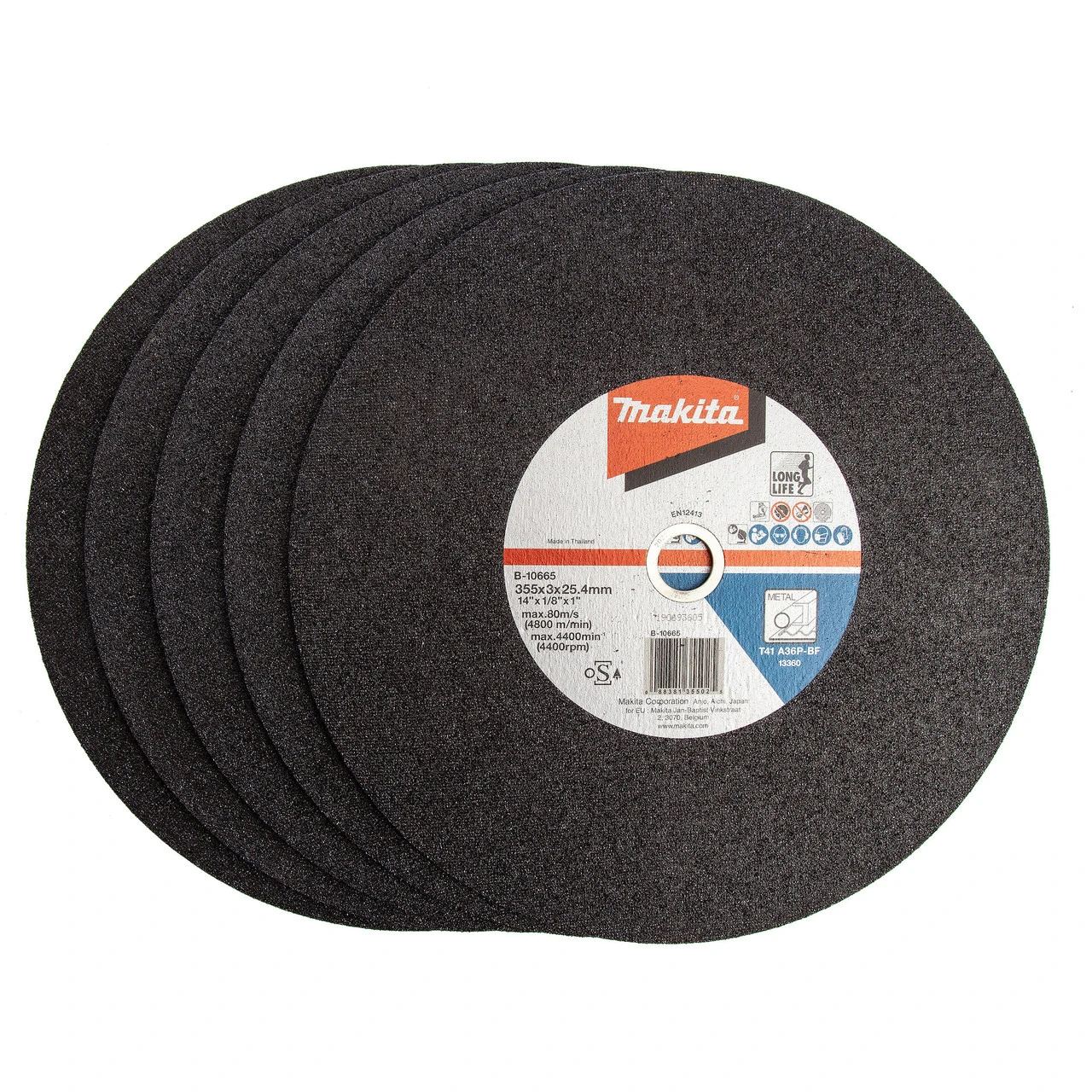 Makita B-10665-5 Cut-Off Wheel 355mm X 3mm X 25.4mm (Pack Of 5) 3 Makita B-10665-5 Cut-Off Wheel 355mm X 3mm X 25.4mm (Pack Of 5)