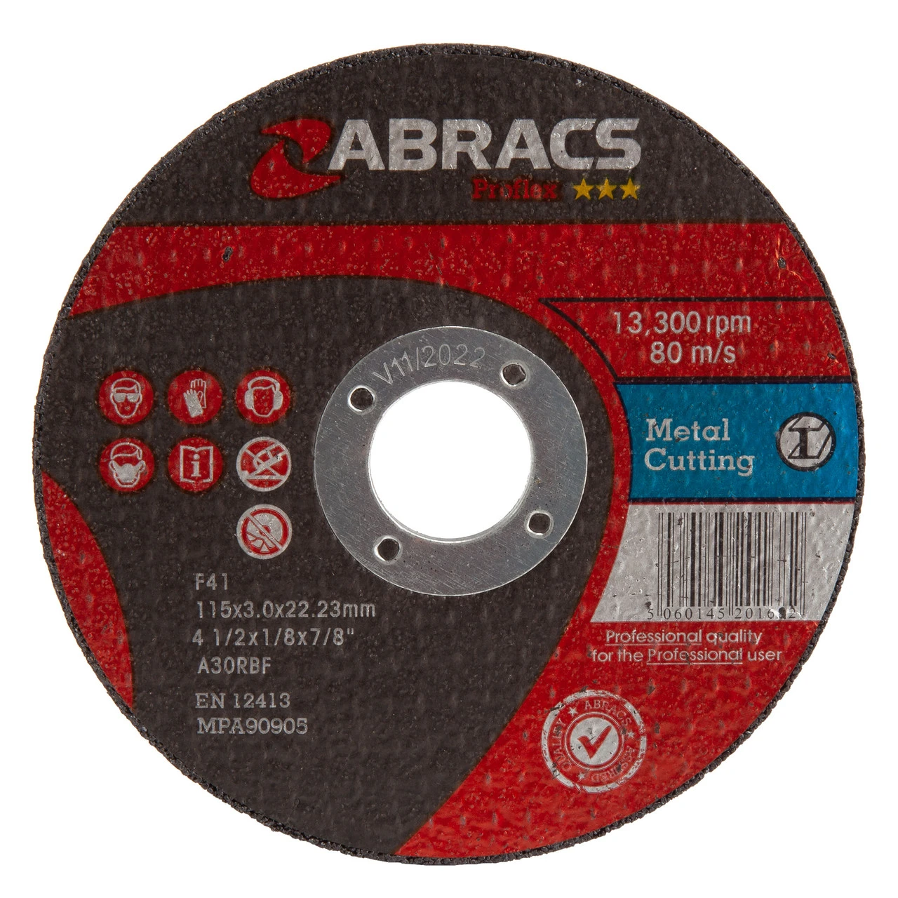 Abracs Proflex Flat Metal Cutting Discs 115mm X 3mm (25 Pack) 3 Abracs Proflex Flat Metal Cutting Discs 115mm X 3mm (25 Pack)