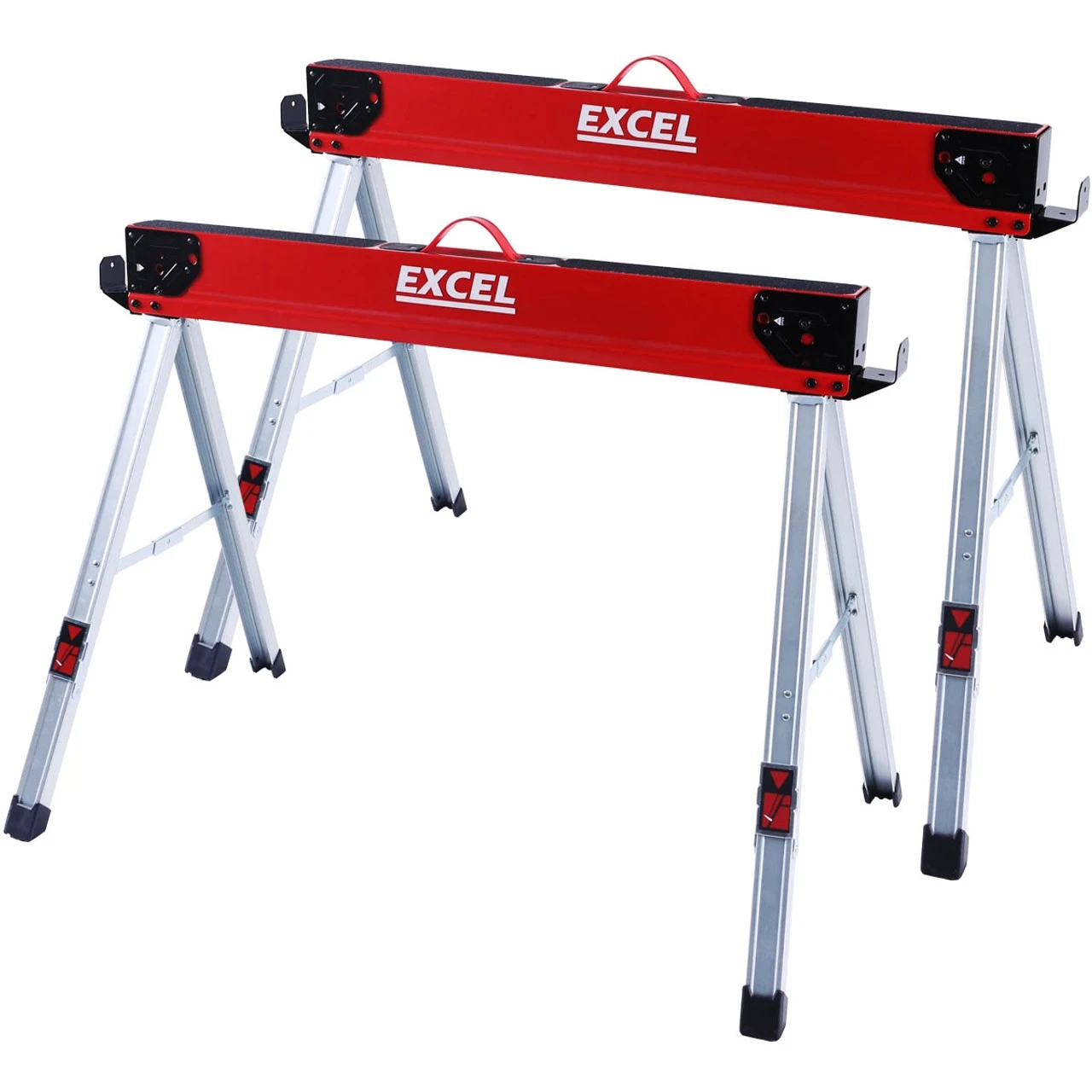 Excel 8502 Heavy Duty Steel Folding Sawhorse Twin Pack 1178kg Capacity 3 Excel 8502 Heavy Duty Steel Folding Sawhorse Twin Pack 1178kg Capacity