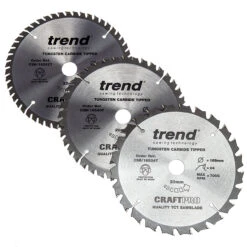 Trend CSB/165 CraftPro Saw Blades 165mm X 20mm X 24T, 40T & 52T (Pack Of 3)