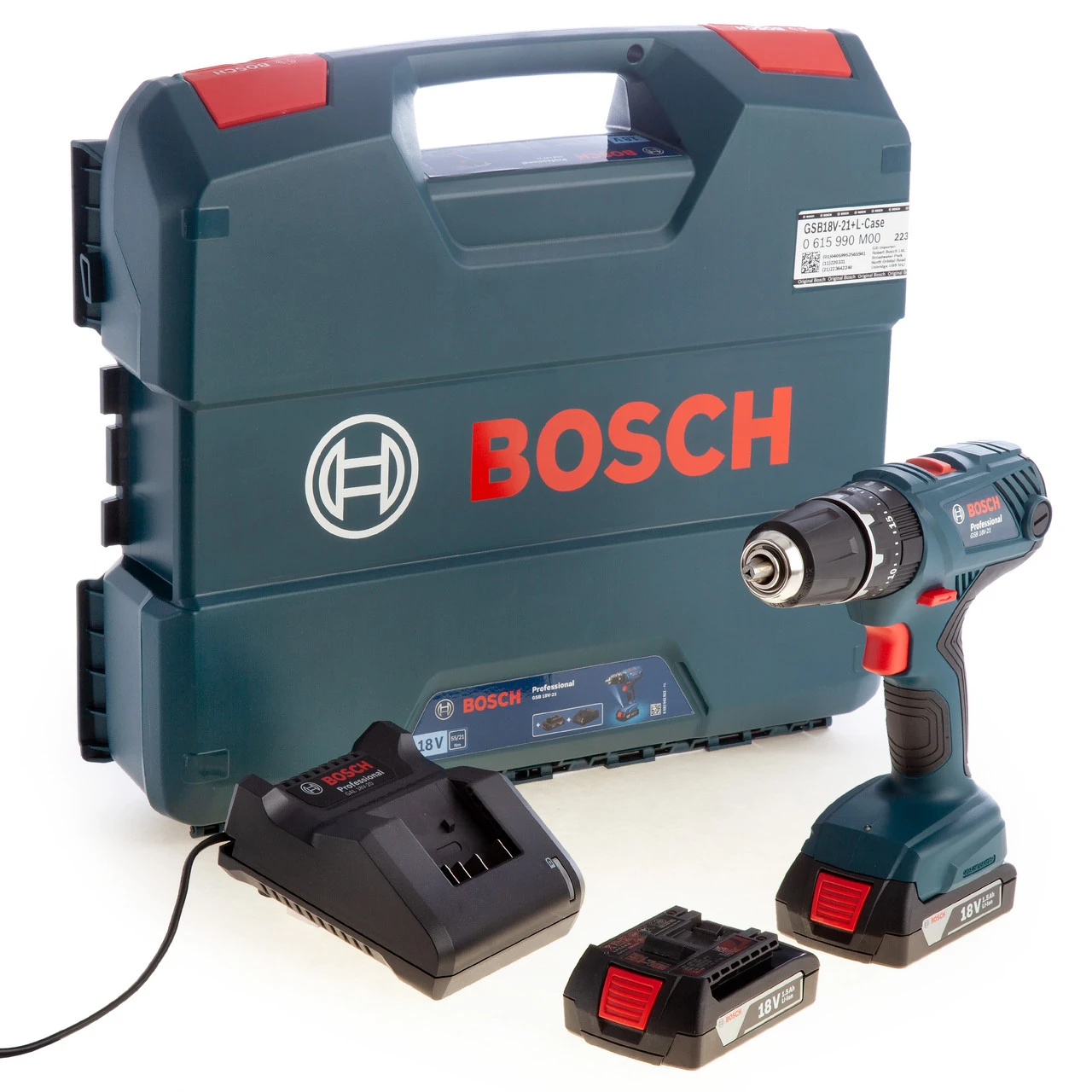 Bosch GSB 18V-21 Professional Combi Drill (2 X 1.5Ah Batteries) In Case 3 Bosch GSB 18V-21 Professional Combi Drill (2 X 1.5Ah Batteries) In Case