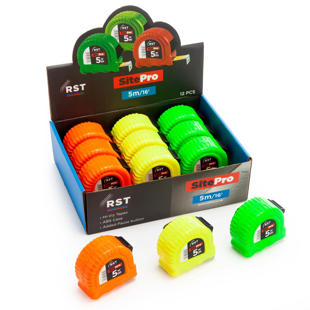 RST RSTDIS50 Metric/Imperial SitePro Hi-Viz Measuring Tapes 5m/16ft (Box Of 12) 3 RST RSTDIS50 Metric/Imperial SitePro Hi-Viz Measuring Tapes 5m/16ft (Box Of 12)