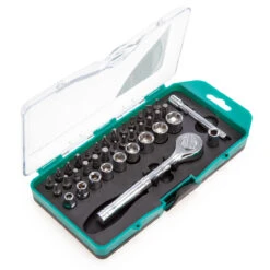 Kamasa 56048 Socket And Bit Set With 1/4" Drive In Case (38 Piece)