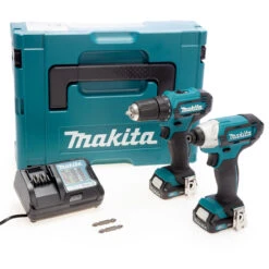 Makita CLX224AJ 12Vmax CXT Impact Driver & Drill Driver Twin Pack (2 X 2.0Ah Batteries)